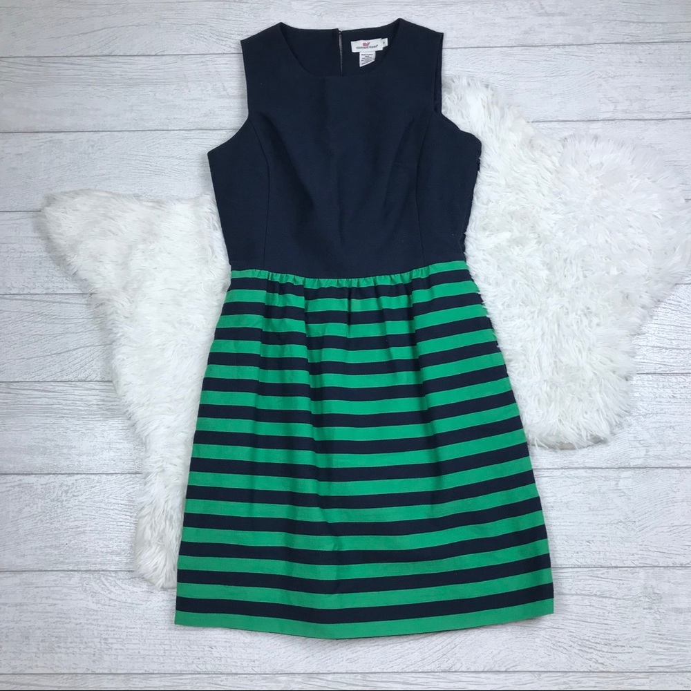 Vineyard Vines Striped Knit Navy & Green Dress